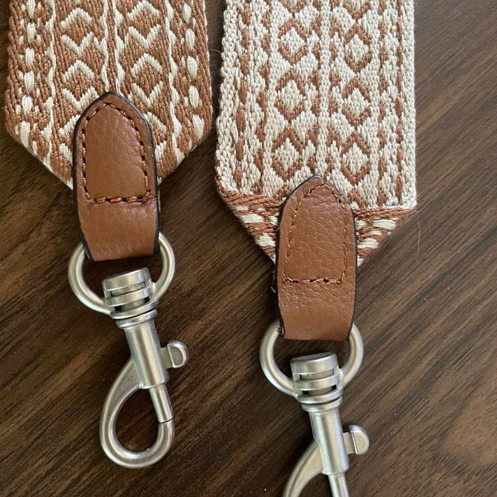 J.jill Brown and cream geometric patterned strap with leather accents - Picture 3 of 5